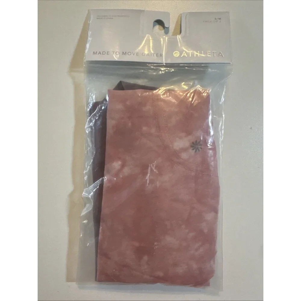 ATHLETA Gaiter‎ Made to Move NEW IN PACKGE PACK OF 2  M/L Purple And Tie Die